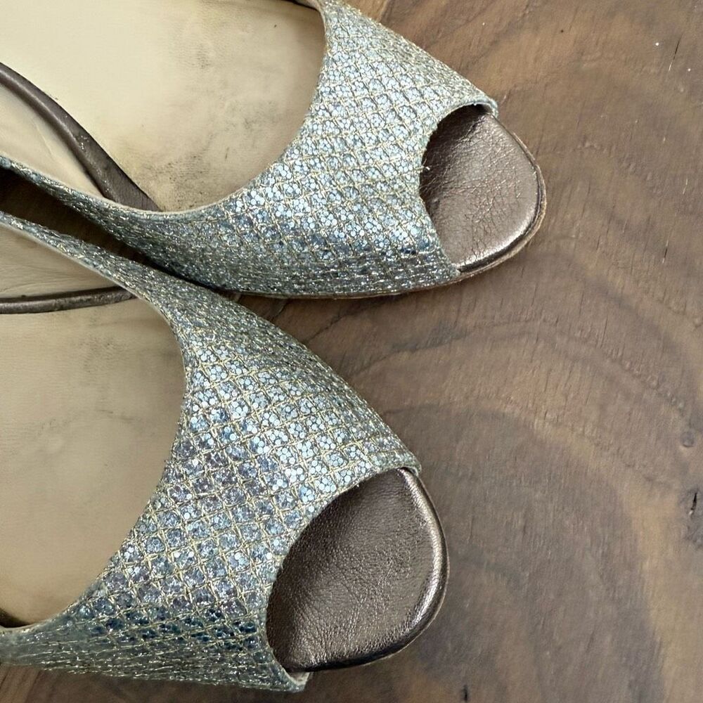 Jimmy Choo Glitter Fabric Isabel Peep Toe Pumps Heels 39.5 - Picture 3 of 11